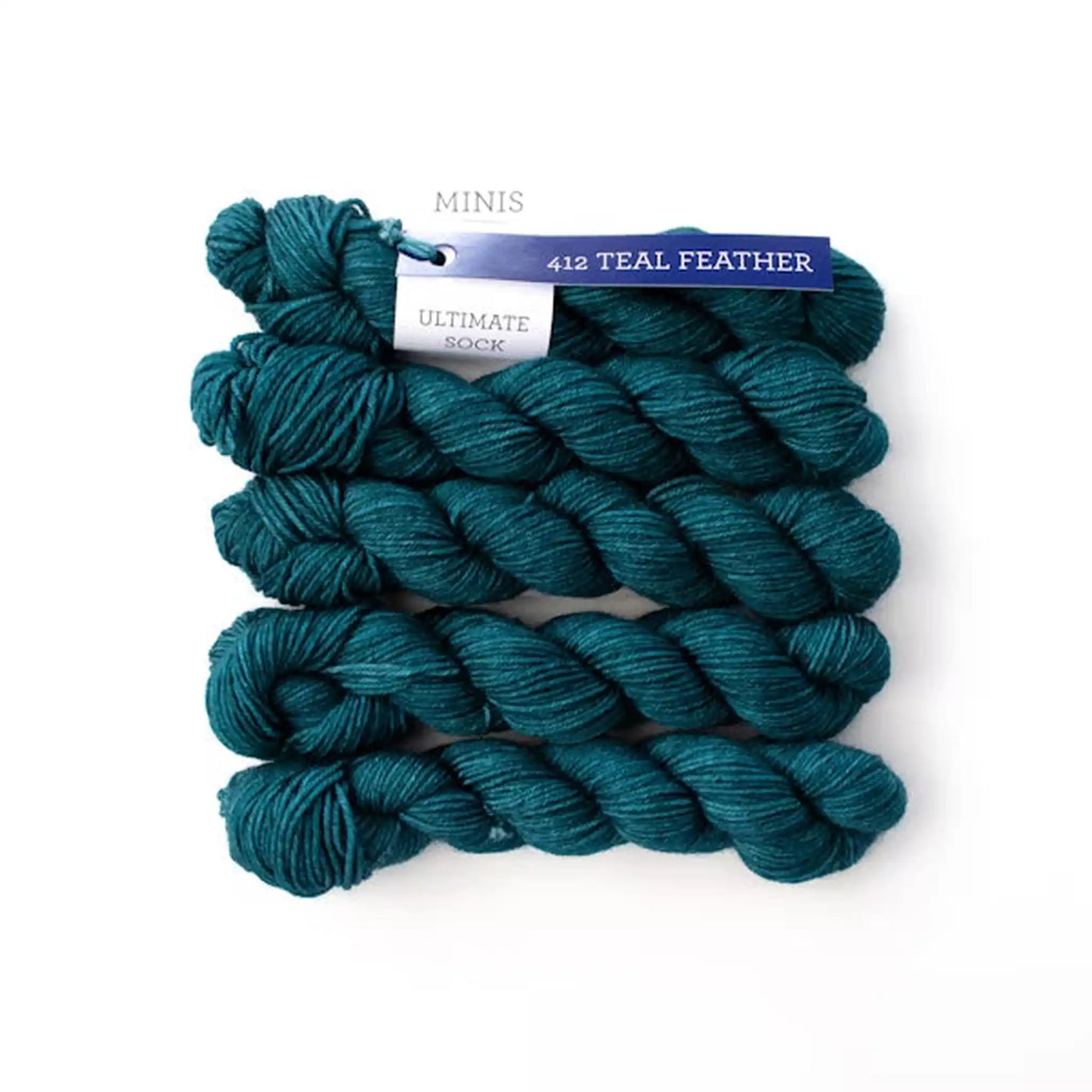 Malabrigo Ultimate Sock Minis Fingering Yarn color Teal Feather 412