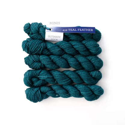 Malabrigo Ultimate Sock Minis Fingering Yarn color Teal Feather 412