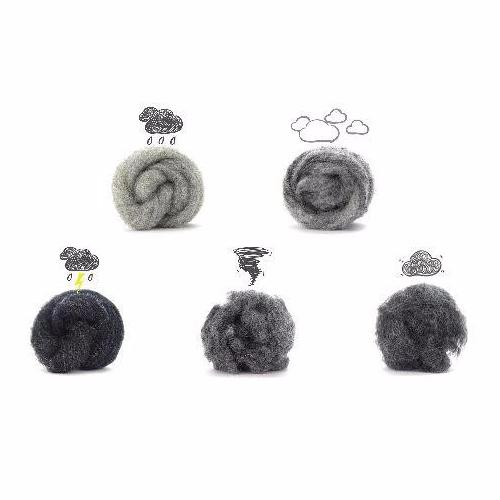 Paradise Fibers Carded Corriedale Wool Sliver - Five Days of Grey-Fiber-Drizzle-4oz-