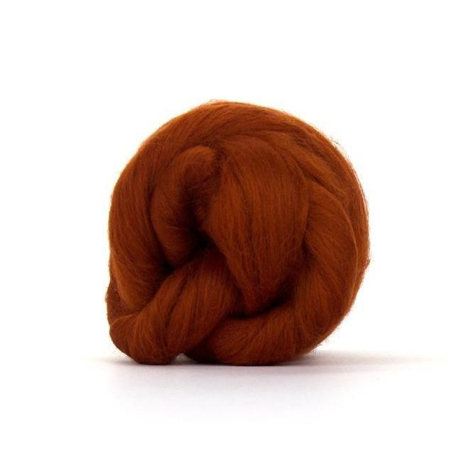 Paradise Fibers Solid Colored Merino Wool Top - Rust-Fiber-4oz-