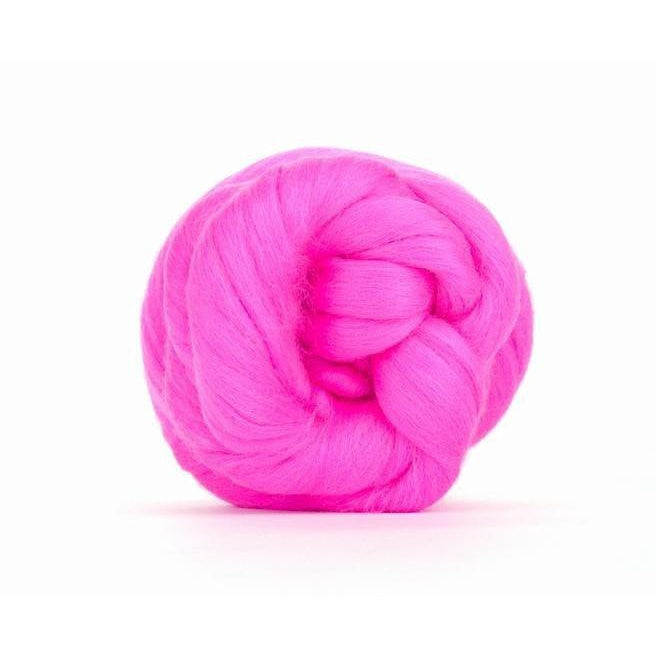 Paradise Fibers Solid Colored Merino Wool Top - Flo Pink-Fiber-4oz-
