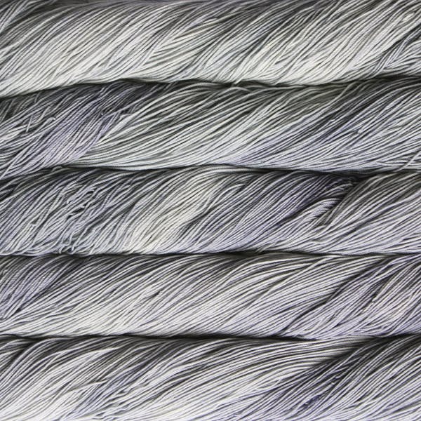 Malabrigo Sock Yarn in Polar Morn - a variegated white and light grey colorway