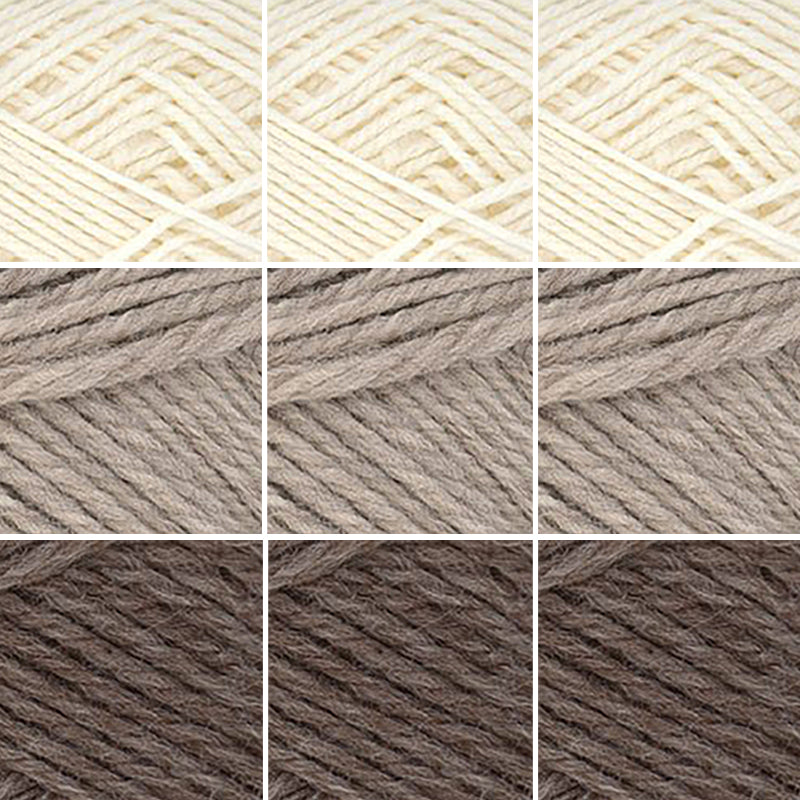 Nature Spun Worsted Sweater and Blanket Color Packs-Kits-Medium - 9 balls Nature Spun Worsted-Natural 730 / Ash 720 / Stone 710-