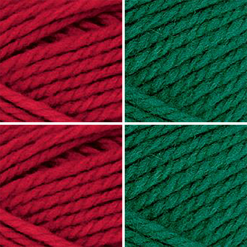 Nature Spun Worsted HOLIDAY Color Packs-Kits-Red and Green-Red Fox x2 / Evergreen x2-