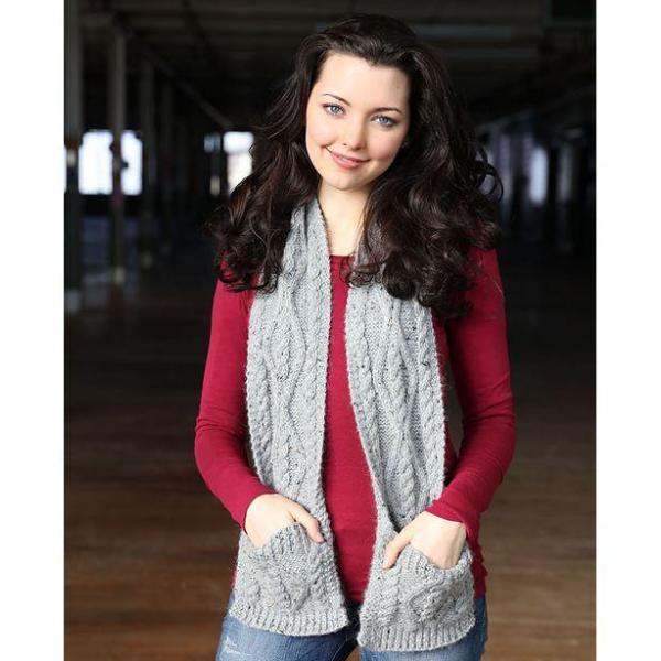 Plymouth Cabled Pocket Scarf Kit-Kits-Cabernet-