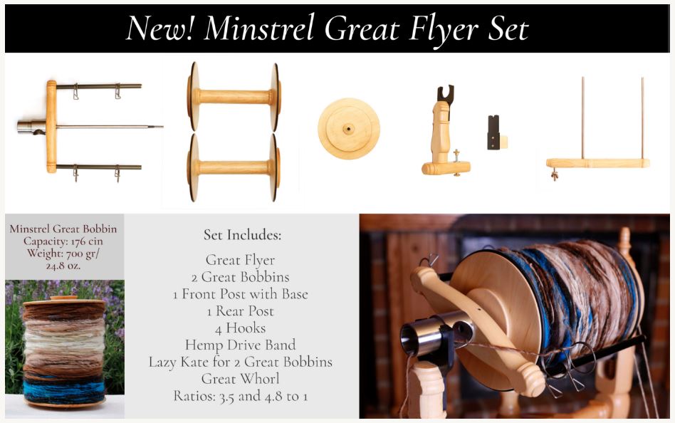 Kromski Minstrel Great Flyer Set-Spinning Wheel Accessory-Unfinished-