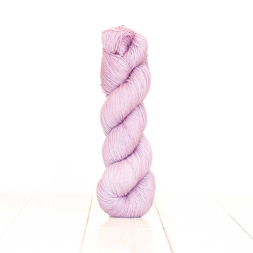Harvest Fingering dyed light pinkish purple with Blueberries.