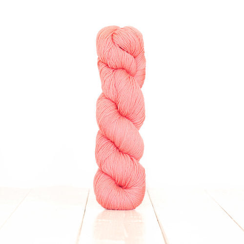 Harvest Fingering dyed pink with Cherries.