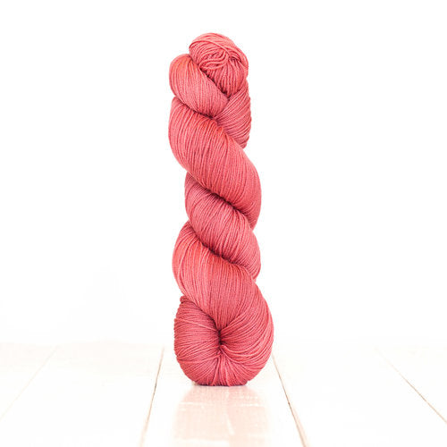 Harvest Fingering dyed pink with Cranberries.