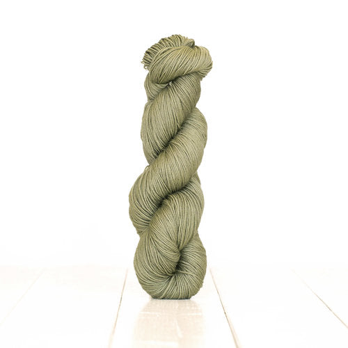 Harvest Fingering dyed rustic green with Grape Leaves.