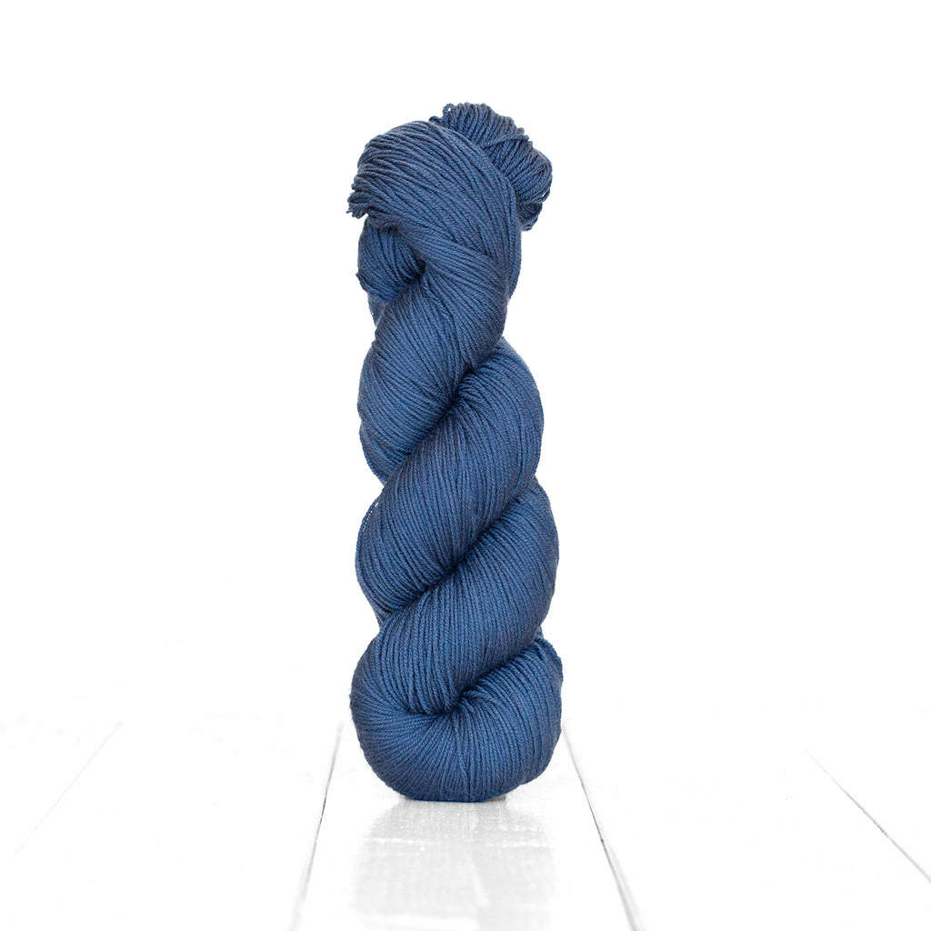 Color Indigo, hand-dyed skein of yarn, denim blue color produced from natural indigo.