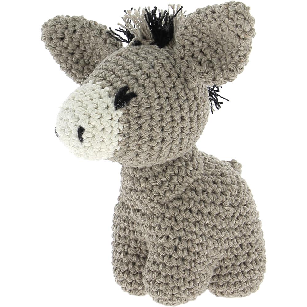 Donkey Joe - Taupe, a cute grey/brown crochet amigurumi donkey.
