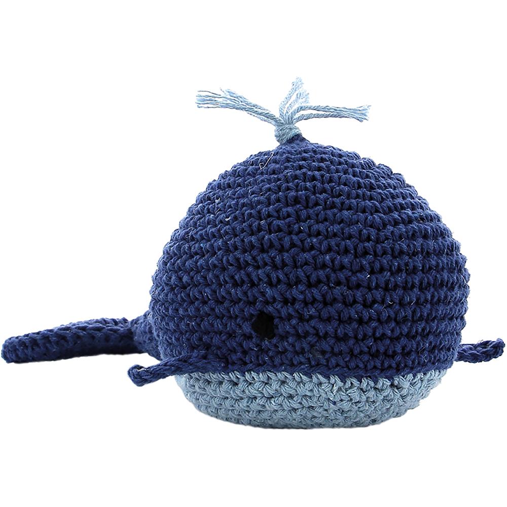 Whale Pepper, a cute blue crochet amigurumi whale.