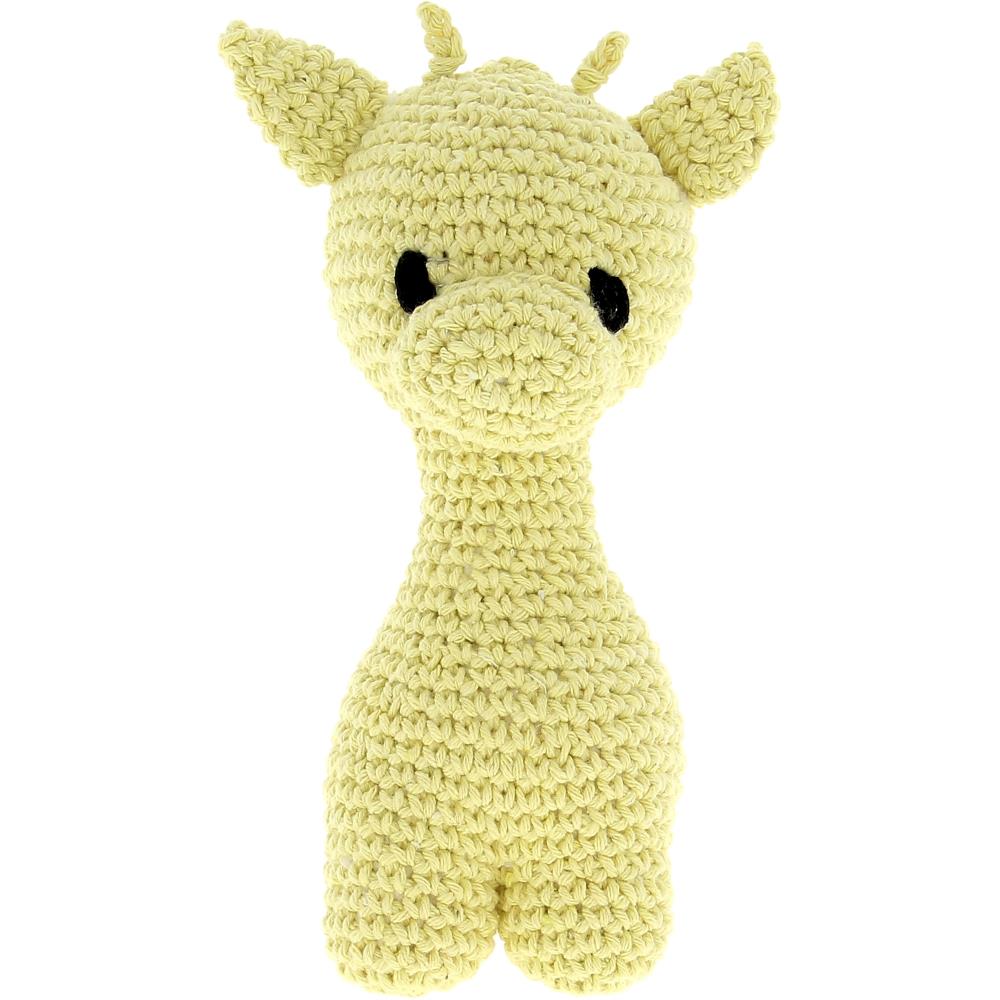 Ziggy Giraffe - Popcorn, a cute yellow crochet amigurumi giraffe.