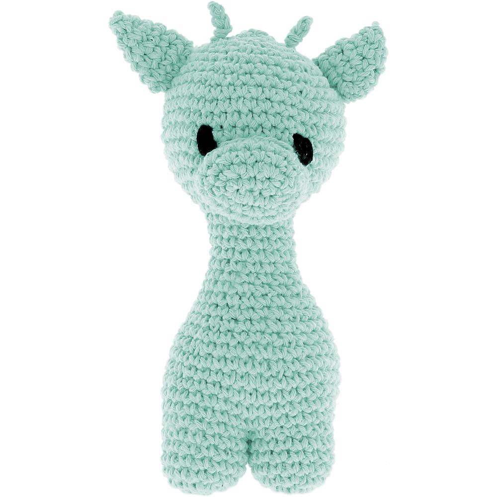 Ziggy Giraffe - Spring, a cute light blue crochet amigurumi giraffe.