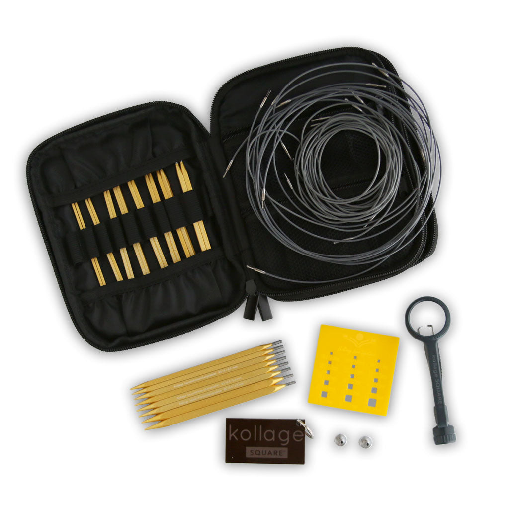 Kollage's Gold Edition Square Full Interchangeable Kit  with the case open.