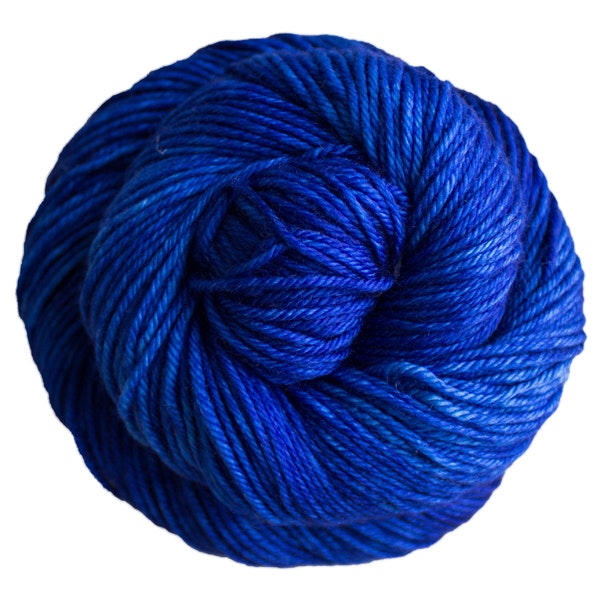 A skein of Caprino in the color Matisse Blue 415, a vibrant true blue colorway.