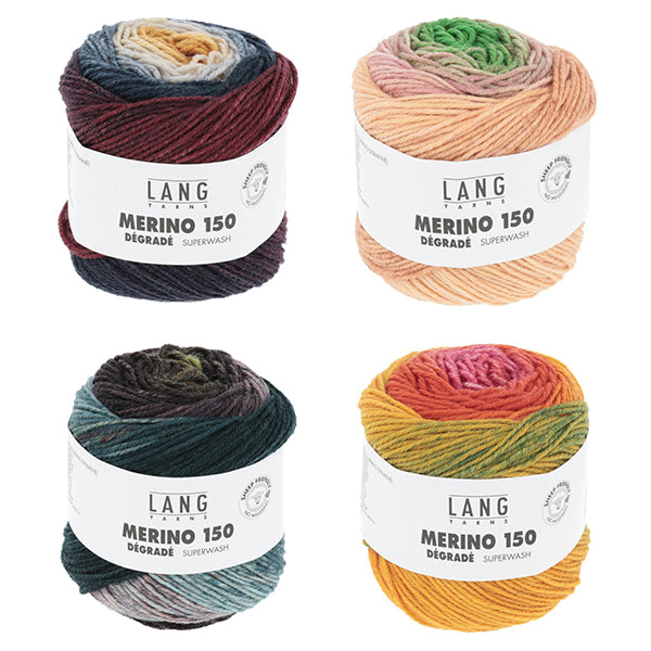 Lang Merino 150 Dégradé Sport in the colors 40.0002, 40.0003, 40.0005, and 40.0007.