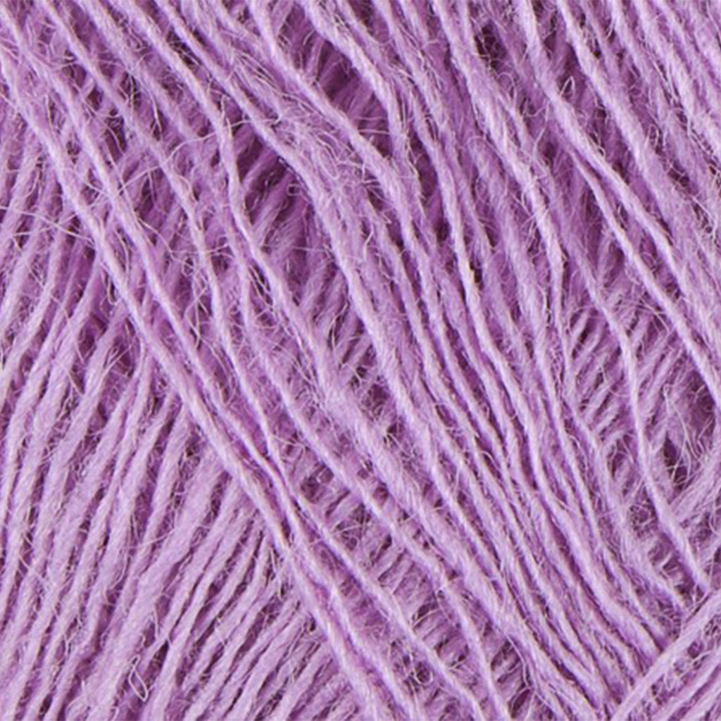 Lavender 1767, a pastel purple skein of Lopi's Einband Icelandic wool lace yarn.