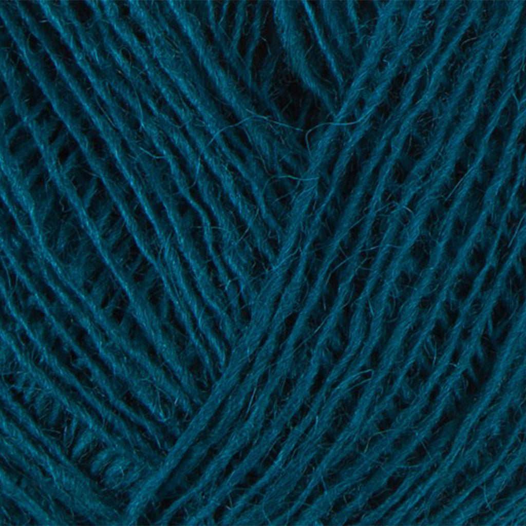 Teal 1761, a rich teal blue skein of Lopi's Einband Icelandic wool lace yarn.