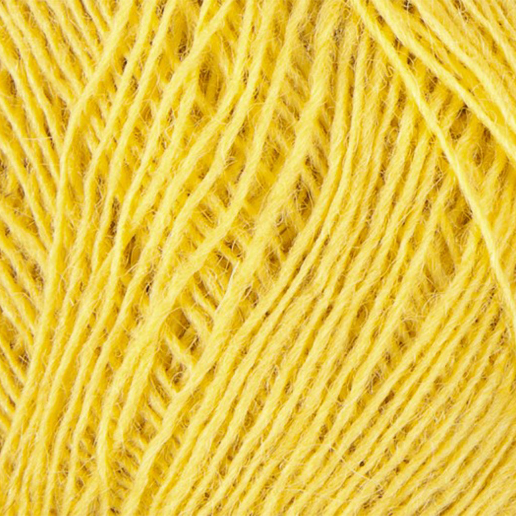 Yellow 1765, a bright sunshine yellow skein of Lopi's Einband Icelandic wool lace yarn.