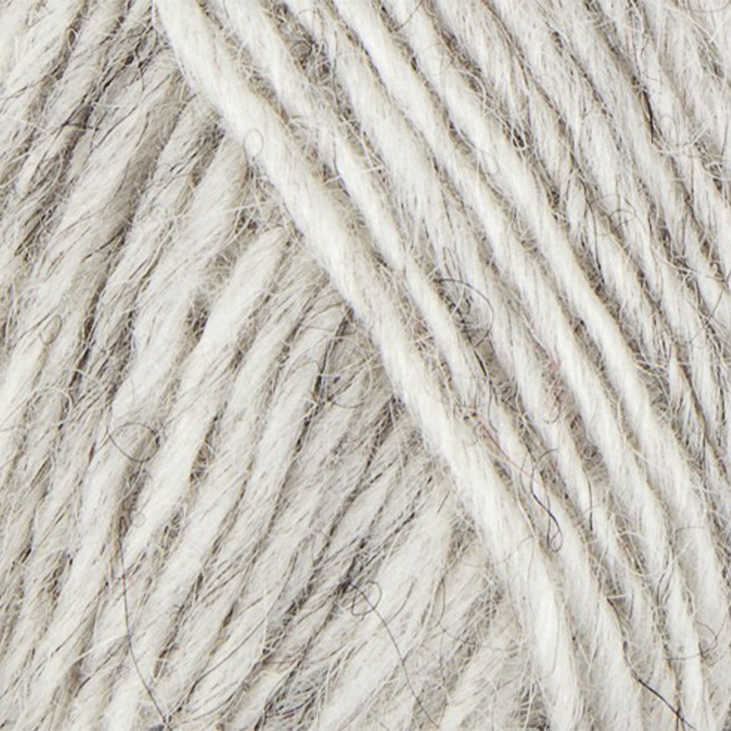 Ash 0054, a white with flecks of black skein of Léttlopi Icelandic wool yarn.
