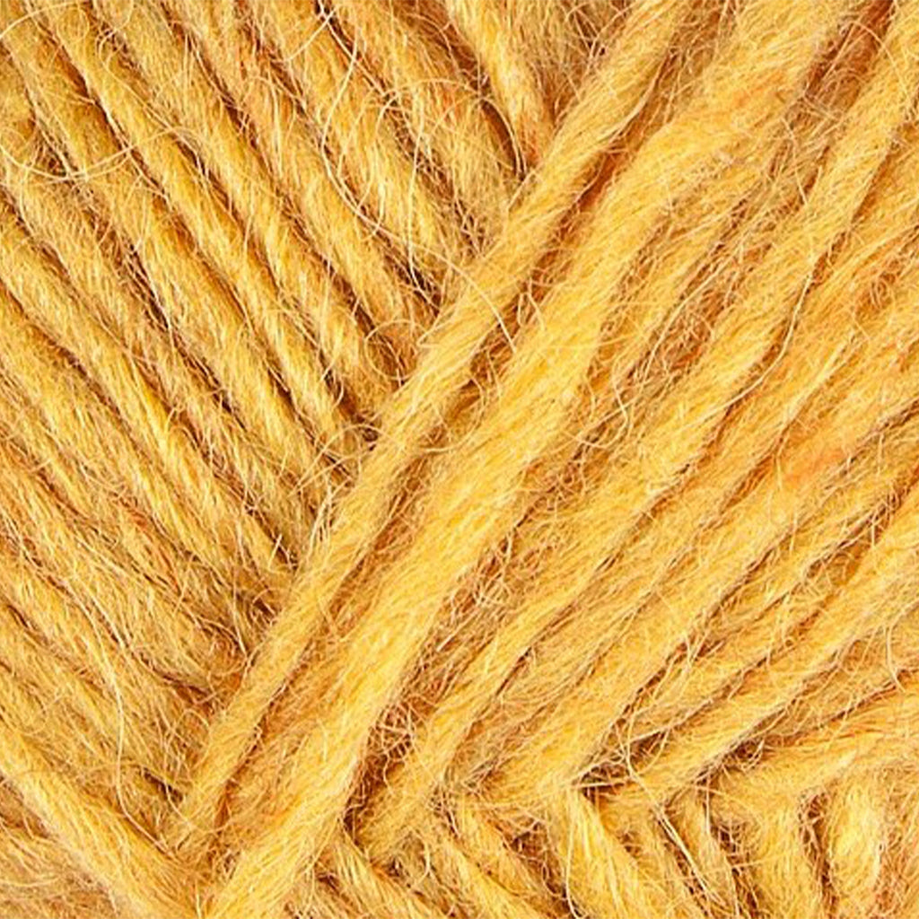 Mimosa 1703, a bright yellow skein of Léttlopi Icelandic wool yarn.