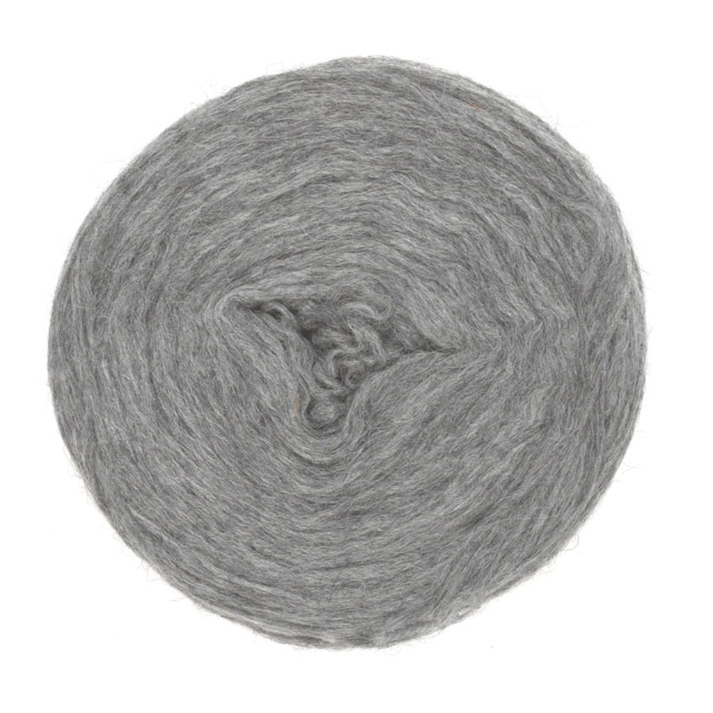 Light Grey 1027, a light heathered grey roll of Lopi's Plotulopi.