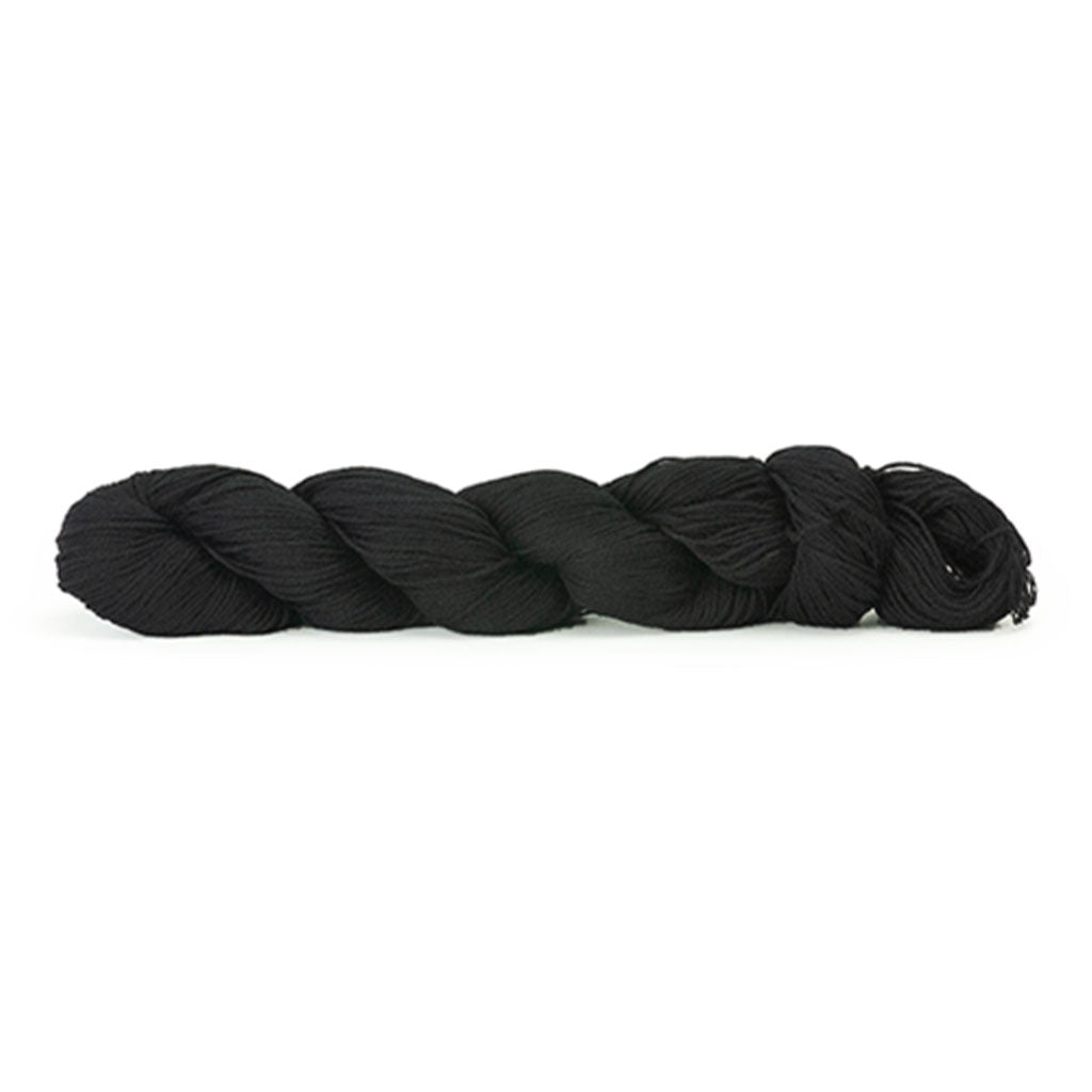HiKoo's Popcycle yarn in the color Charming 3015, a jet black.