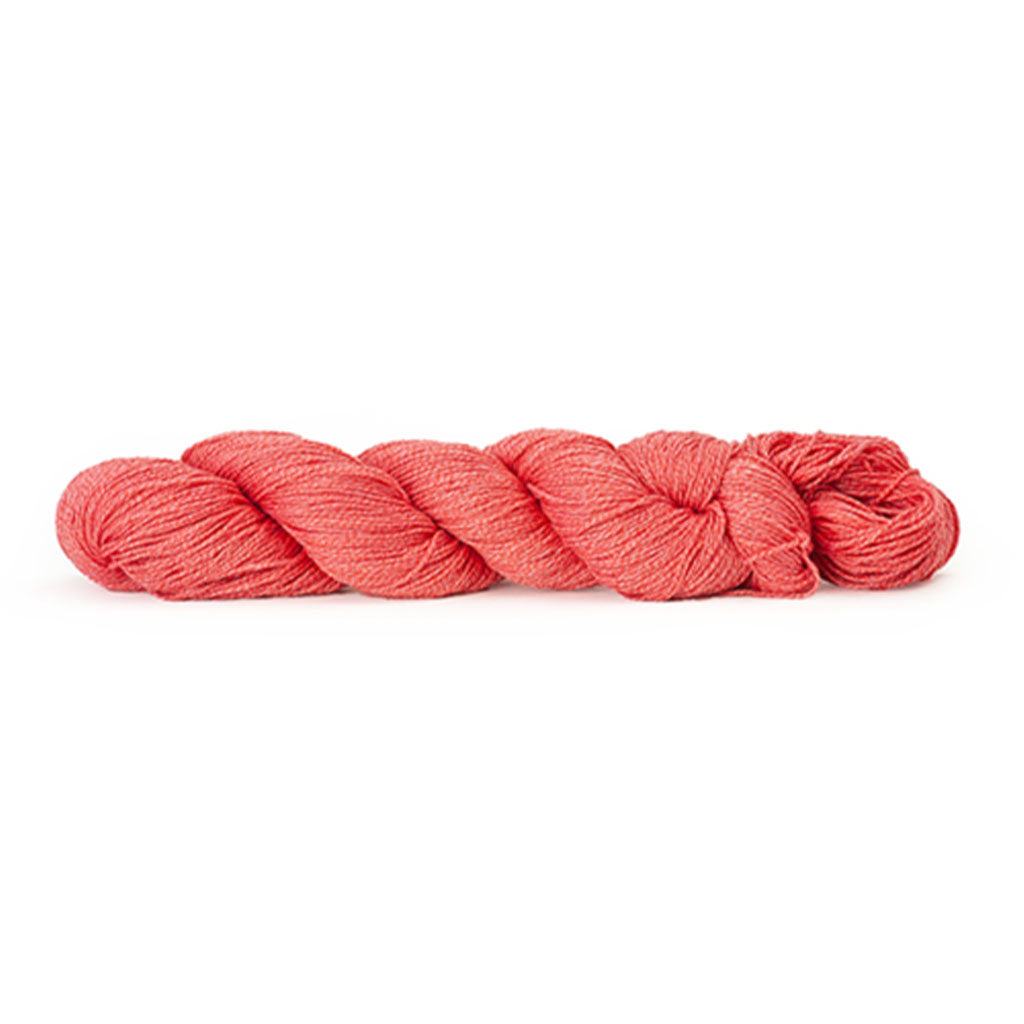 HiKoo's Popcycle yarn in the color Fabulous Flamingo COTY 3013, a bright flamingo pink marled with white.