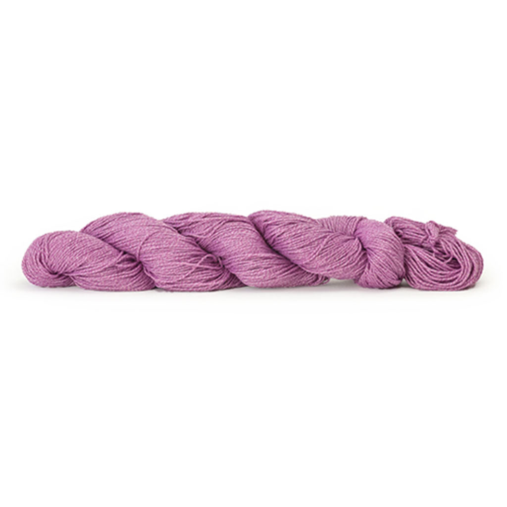 HiKoo's Popcycle yarn in the color Polished 3014, a warm pinkish purple marled with white.