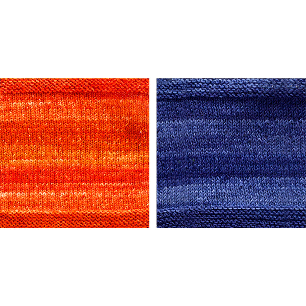 Colors 3052 and 3056, a tonal bright orange and a tonal navy blue.