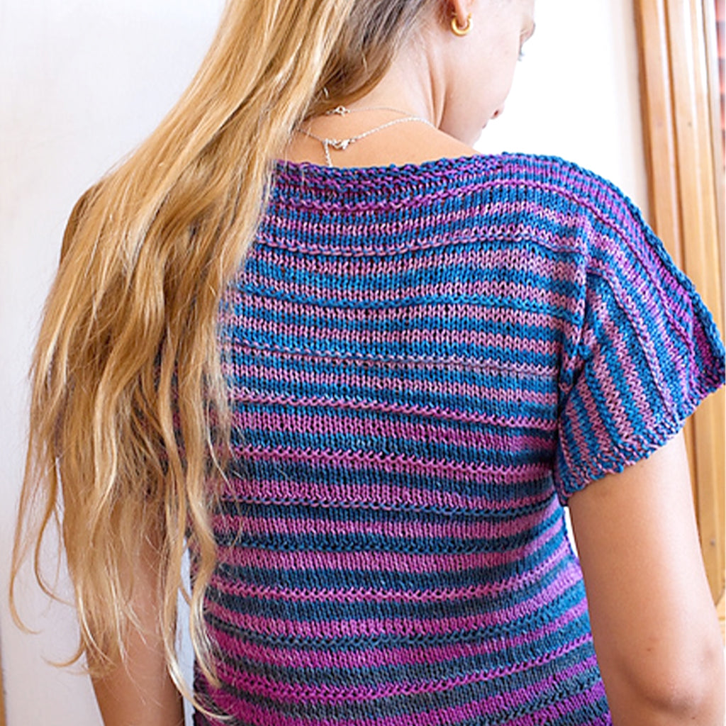 A close up of the Boat Neck Tee Top knit in the color 1074.