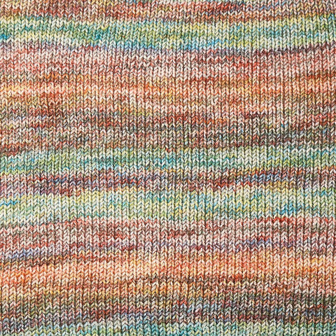Berroco Spree in Burst - a variegated orange, yellow, blue and white colorway