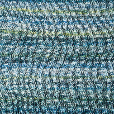 Berroco Spree in Denim - a variegated blue, blue-green, blue-yellow and white colorway