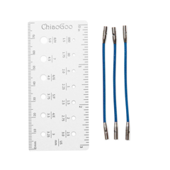ChiaoGoo TWIST Blue Cables 2" 3 Pack (Size Small) with a ruler to show size..