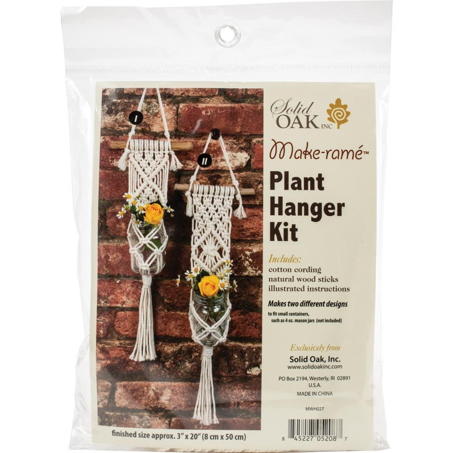 Solid Oak Macrame Plant Hanger Kit - 3 Beads