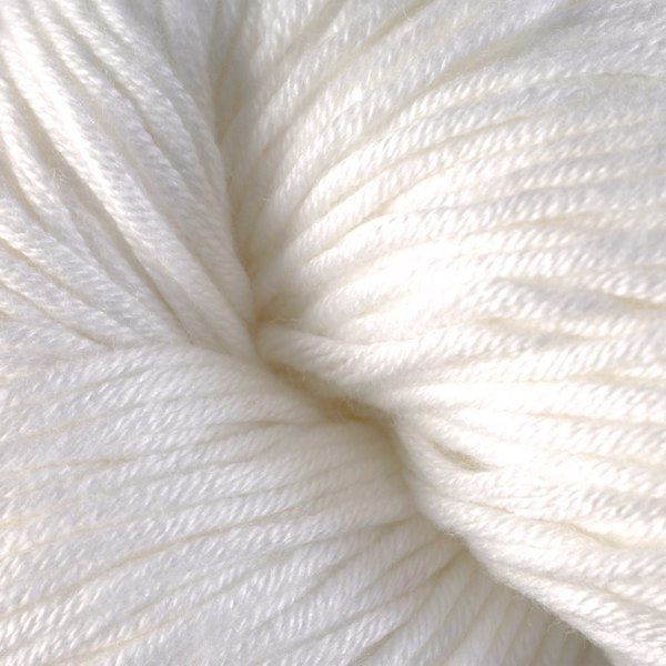 Bluffs 1600, a white skein of Berroco's worsted weight Modern Cotton.