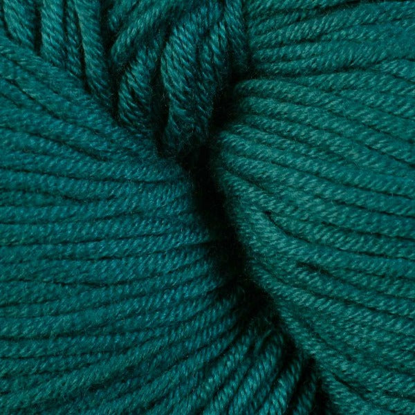 Lippet 1657, a rich turquoise blue skein of Berroco's worsted weight Modern Cotton.