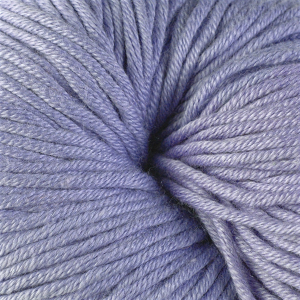 Little Compton 1631, a pastel purple skein of Berroco's worsted weight Modern Cotton.
