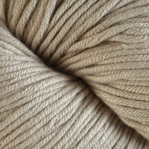 Piper 1603, a tan skein of Berroco's worsted weight Modern Cotton.