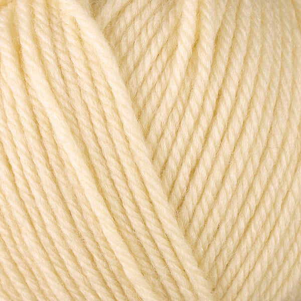 Daffodil 3308, a pale yellow skein of washable worsted weight Ultra Wool yarn.
