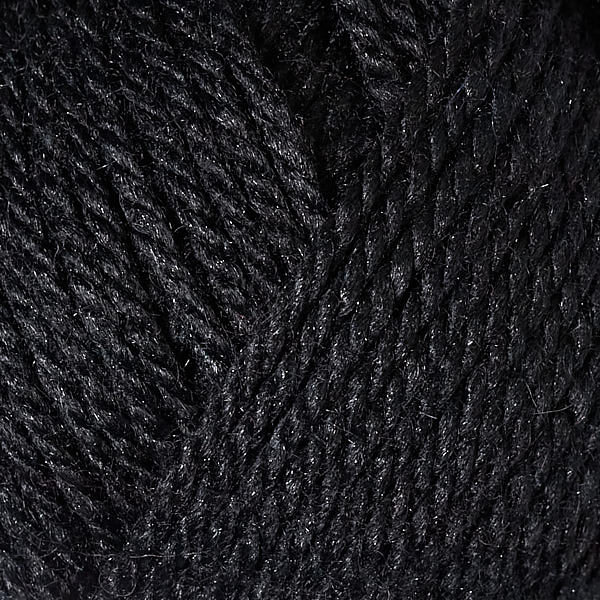 Berroco's Vintage Baby DK yarn in the color Black 10032, a true black.