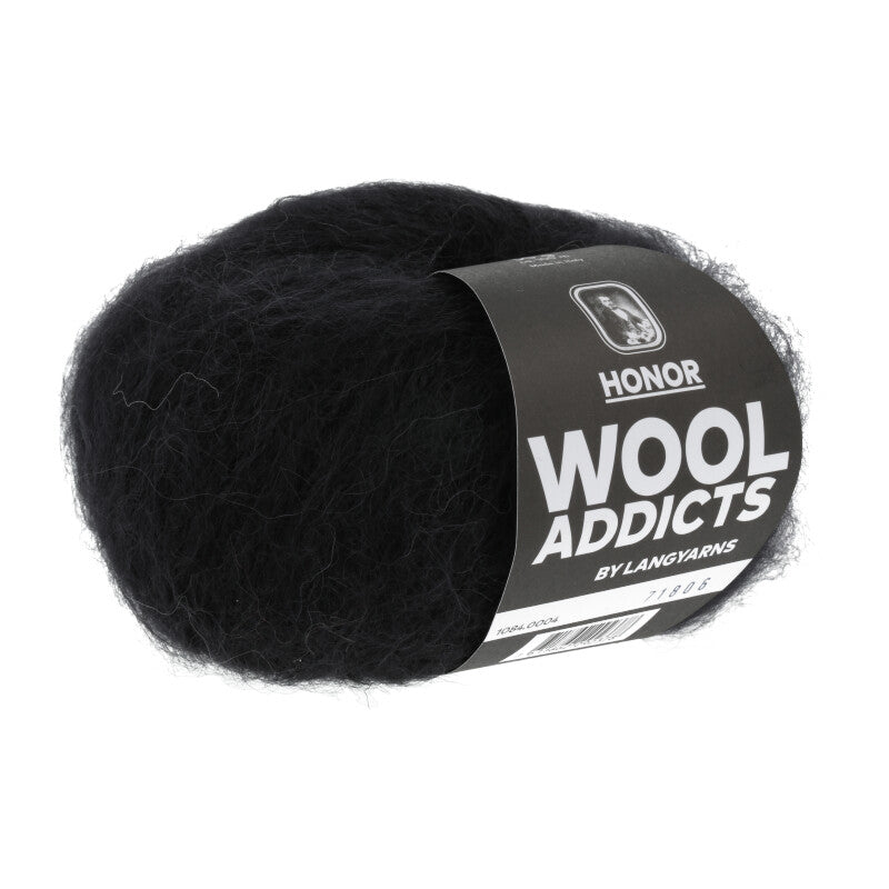 Wool Addicts Honor Worsted in the color 1084.0004, a true black.