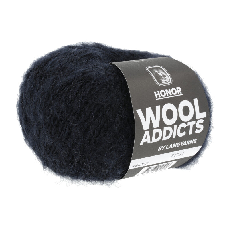 Wool Addicts Honor Worsted in the color 1084.0025, a navy blue.