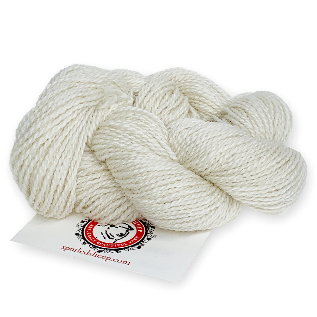 Color Natalie 2015. A natural white 100% wool dk weight yarn from Spoiled Sheep.