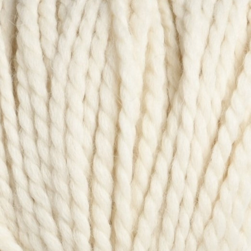 Color: Natural 0100.  A creamy white variant of Plymouth Baby Alpaca Grande yarn. 