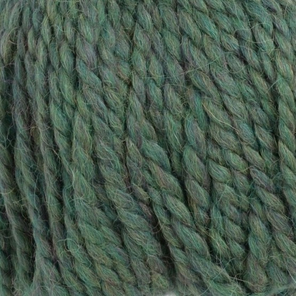 Color: Aspen Green 0798.  A medium green heathered variant of Plymouth Baby Alpaca Grande yarn. 