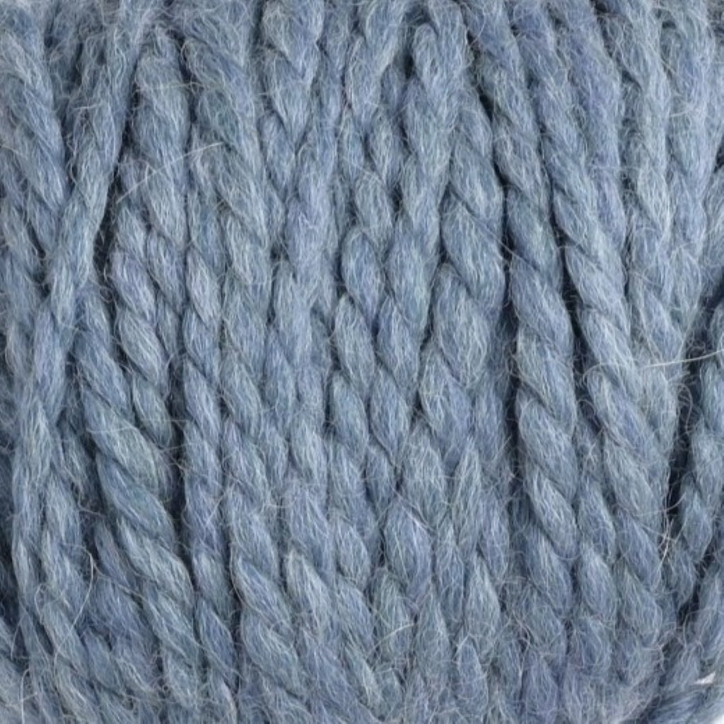 Color: Chambray 0635.  A bluish grey variant of Plymouth Baby Alpaca Grande yarn. 