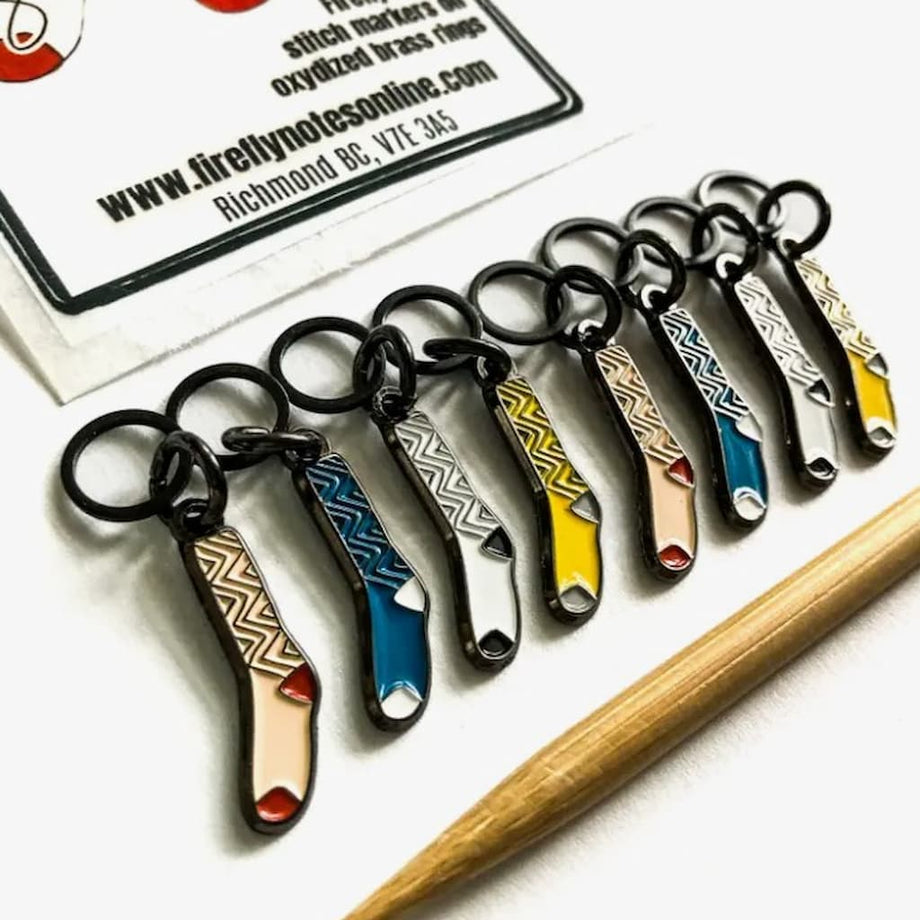 Makers Mushrooms Stitch Markers, Exclusive Custom Firefly Notes